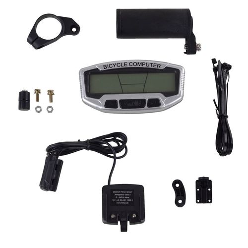 Fahrradtachometer silber 27 Funktionen Kilometerz�hler Fahrradcomputer Fahrrad