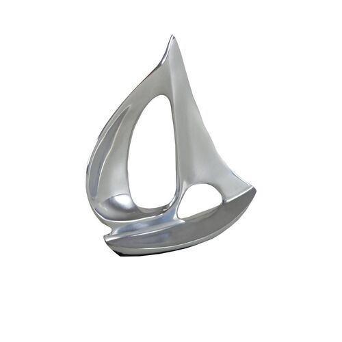 Skulptur Boot modern silber poliert 20,5x17,5cm Figur Deko Aluminium Dekofigur