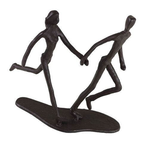 Skulptur Running br�niert Eisen 17x18x7cm Figur Deko Dekofigur Paar Eisenfigur