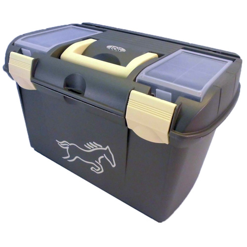 USG Putzkiste Putzbox Pferdeputzkiste Pferdeputzbox metallic schwarz / beige