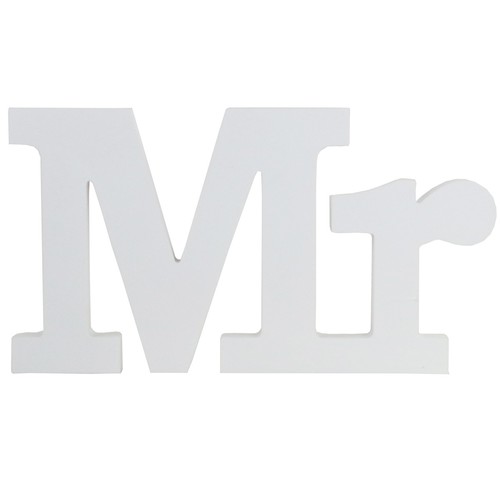 Deko Schriftzug Mr weiss 30x17x2cm 3D-Optik Shabby Chic Tischdeko Wanddeko