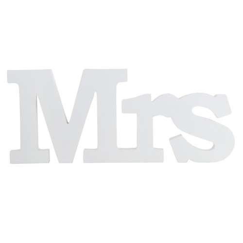 Deko Schriftzug Mrs weiss 40x16,8x2cm 3D-Optik Shabby Chic Tischdeko Wanddeko