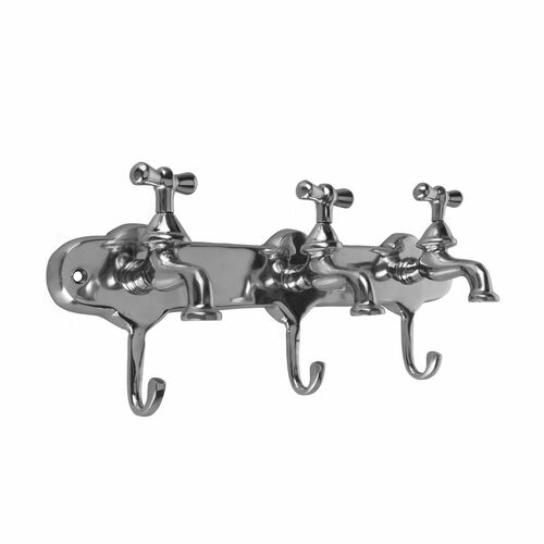 Garderobenhaken Silber 40x18x12cm Wandgarderobe Wasserhahn Wandhaken Hakenleiste