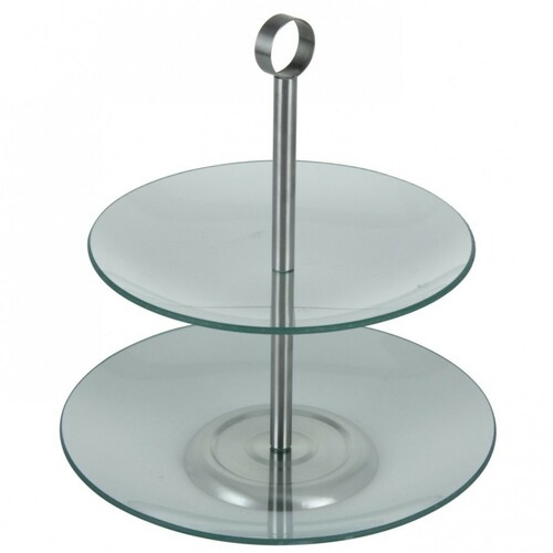 Etagere 25x17cm 2Ablagen Glasplatten Servierteller Servierplatte