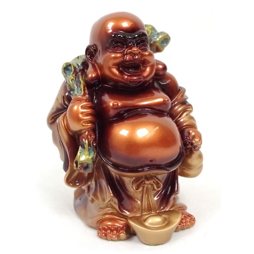 Buddha Skulptur aus Resin 14cm Buddhafigur Dekofigur Bronzefinish Buddha
