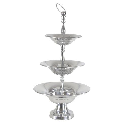 Etagere Aluminium poliert 32x60cm 3 Etagen Servierteller Servierst�nder Etager