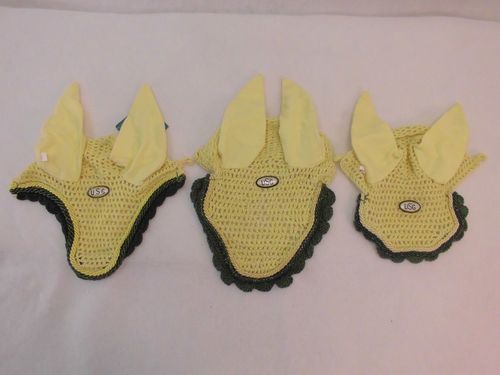 USG Fliegenhaube mit Ohrenschutz Beige Gr�n Vollblut oder Warmblut