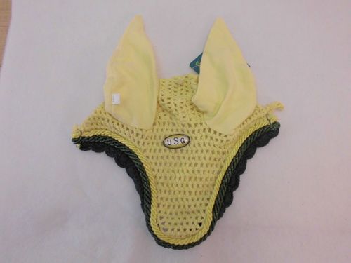 USG Fliegenhaube mit Ohrenschutz Beige Gr�n Vollblut oder Warmblut 