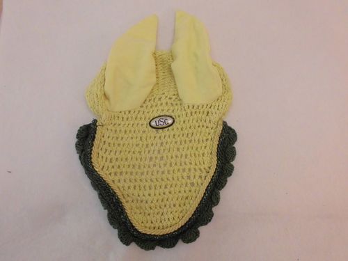 USG Fliegenhaube mit Ohrenschutz Beige Gr�n Vollblut oder Warmblut 