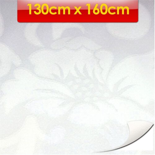 Tischdecke Damast 130x160cm wei� Vinylbeschichtung abwaschbar Tafeltuch
