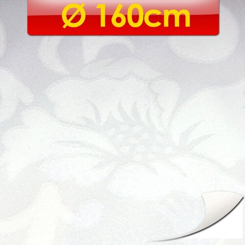 Tischdecke Damast 160cm wei� Vinylbeschichtung abwaschbar Tafeltuch