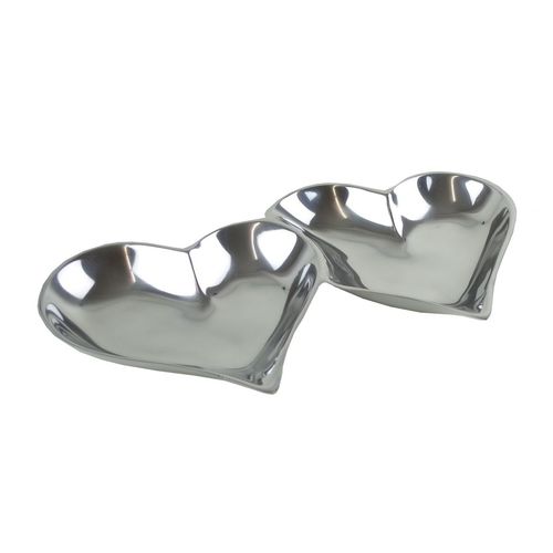 Doppelschale Herzen 35x22x3cm Aluminium poliert Schale Dekoschale Herzschale
