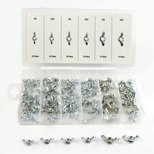 Fl�gelmuttern Sortiment 100tlg. verzinkt Fl�gel Muttern Normal und Feingewinde