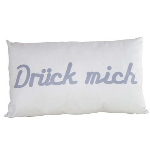 Kissen 30x50cm Polyester hellgrau Dr�ck mich Dekokissen Kuschelkissen Sofakissen