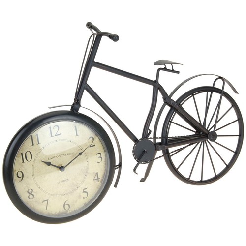 Tischuhr Fahrrad Metall 50cm braun Antiklook Standuhr Uhr Nostalgie Kaminuhr