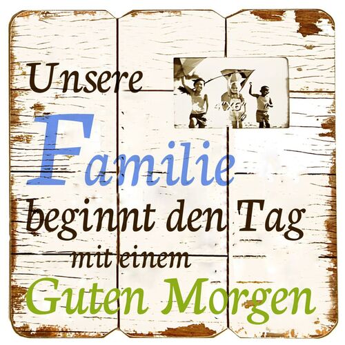 Wandbild Holz Dekoschild Unsere Familie Spruch Holzbild 40x40cm Schild Wanddeko