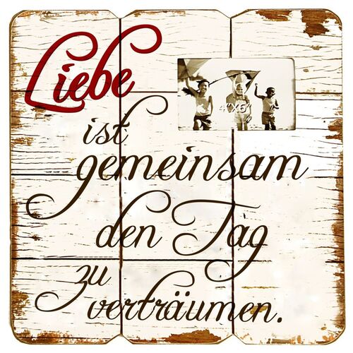 Wandbild Holz Dekoschild Liebe ist Spruch Holzbild Schild Wanddeko Bilderrahmen