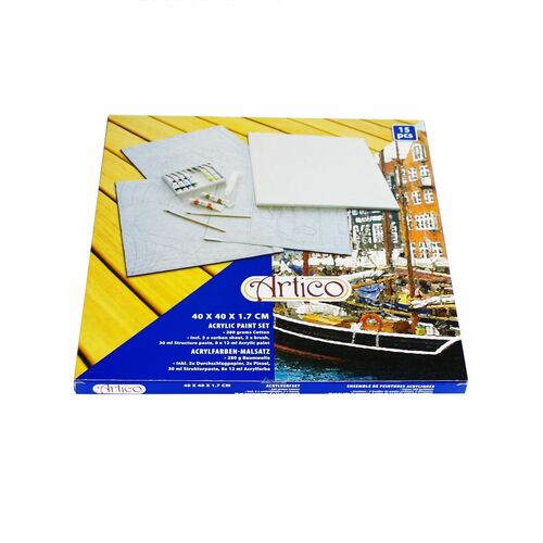 Acrylfarben Malsatz Keilrahmen Malset Artico Acryl 40x40x1,7cm 8 Farben Malen