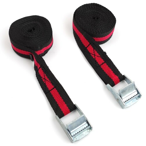 Spanngurt 25mm Gurte 2,5m Zurrgurt 2er Set Gep�ckgurt schwarz / rot