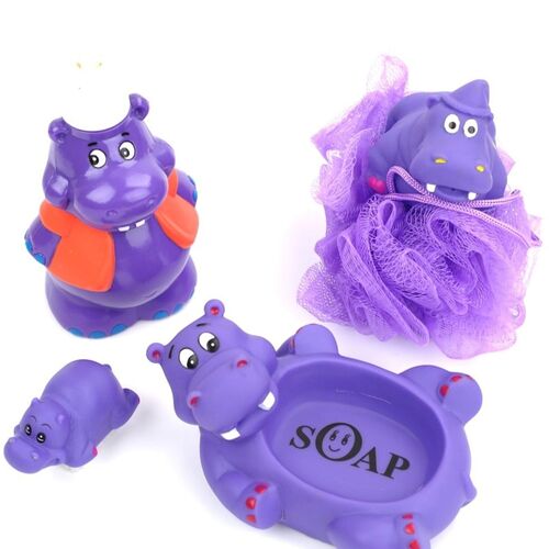 Bade Set Nilpferd Badetiere Badefiguren Seifenspender Seifenablage Badespielzeug