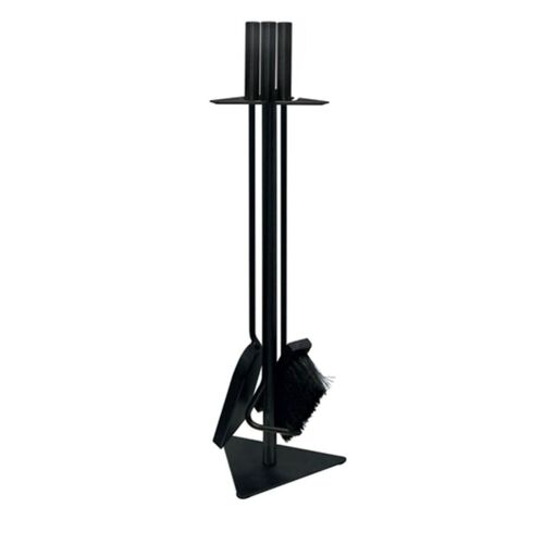 Kaminbesteck 3Teile aus Stahl in schwarz 60cm Kamingarnitur