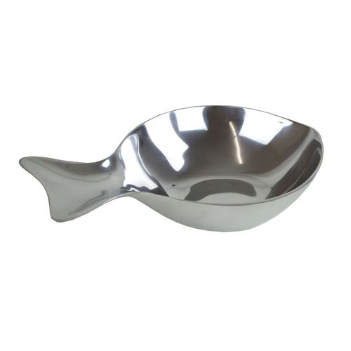 Dekoschale Fisch 31x22cm Aluminium poliert Handarbeit Schale Tischdekoration