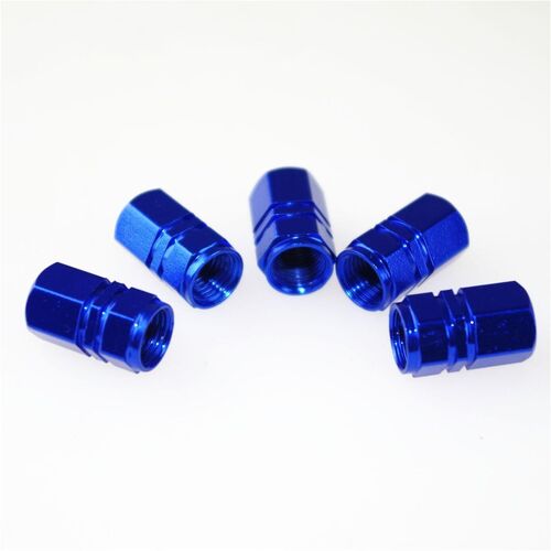 Ventilkappen 5 St�ck Aluminium blau Sechskant Reifenventilkappen Auto Motorrad