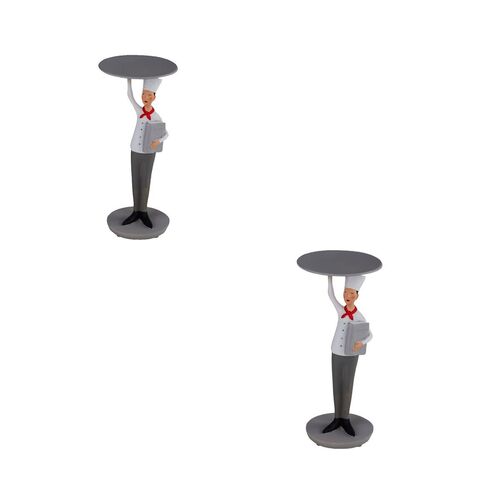 Figur Skulptur Koch mit Teller und Kochbuch 21,5cm 2Stk Dekofigur Deko Kochfigur