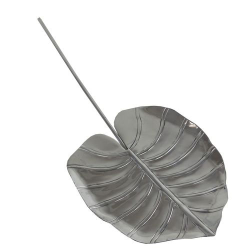 Dekoschale Blatt Aluminium poliert Reshan / Monstera Wandschmuck Dekoration
