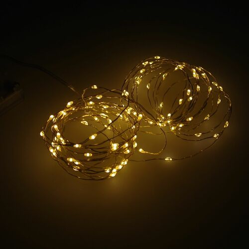 LED Lichterkette 100 LEDs warmwei� gold Batterie Weihnachtsdeko 495cm
