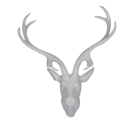 Hirschgeweih shiny wei� Hirsch Polyresin Gr��e w�hlbar Geweih Wanddeko Tierkopf 