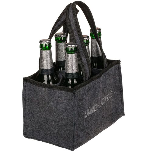 Filztasche M�nnerhandtasche Biertasche 6 Flaschen anthrazit Flaschentr�ger Bier