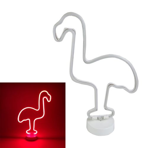 Leuchtfigur Flamingo wei� Leuchtdeko Dekofigur 42cm Dekolicht Dekoleuchte rosa