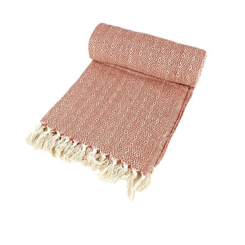 Plaid ca. 125 x 150 cm Decke mit Fransen orange, grau o. schwarz 