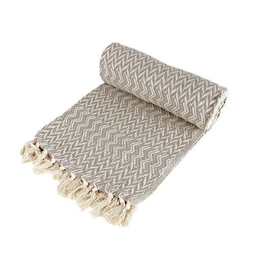 Plaid ca. 125 x 150 cm Decke mit Fransen orange, grau o. schwarz 