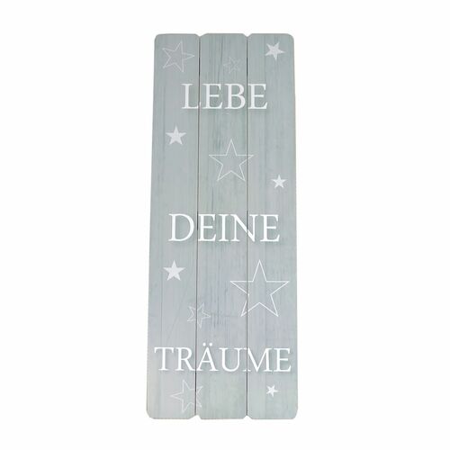 Holzschild Lebe deine Tr�ume MDF Dekoschild Schild Wanddeko Grau