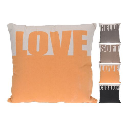 Kissen 45x45cm braun, schwarz, grau o. orange Dekokissen Aufdruck Kuschelkissen