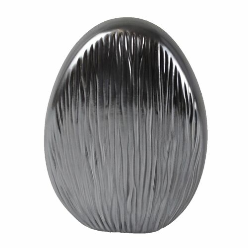 Dekofigur Ei Scratchy silber 32 x 22 x 10 Keramik Dekoei Deko Keramikfigur