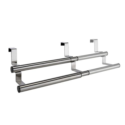 Handtuchhalter K�che ausziehbar 25-40cm Edelstahl 2Stangen aufh�ngen Schrank T�r
