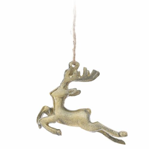 H�ngedeko Rentier 11x9cm Aluminium gold H�ngedekoration Weihnachten Alufigur