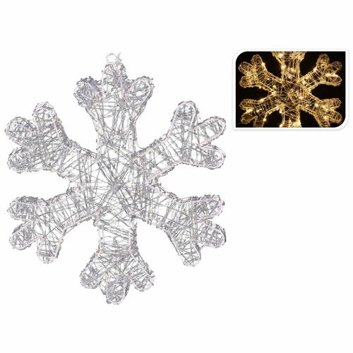 Deko Leuchte Schneeflocke 50LED warmwei� 37cm Lichterkette Batteriebetrieb Timer