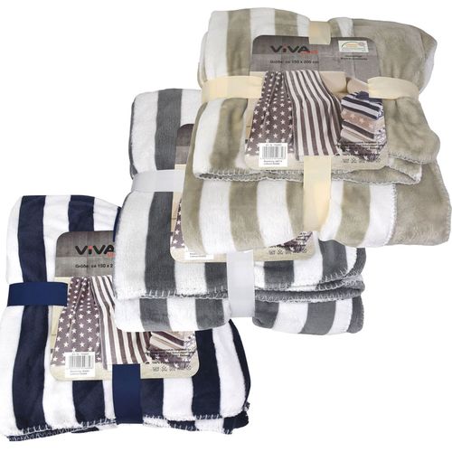 Mikrofaserdecke 150x200cm Motiv Streifen Kuscheldecke Wohndecke Microfaser Decke
