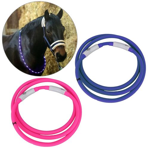 Leuchtender LED-Halsring f�r Pferde 52cm USB Leuchthalsring pink o. blau