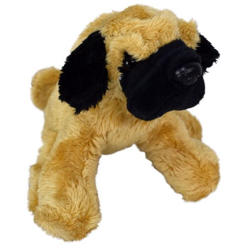 Mops 15cm braun Pl�sch Pl�schfigur Kuscheltier mit Kunststoff Augen und Nase