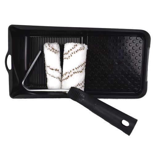 Lasur-Set 4tlg. Streichset Farbroller 10cm Walzen, B�gel und Wanne Holzschutz