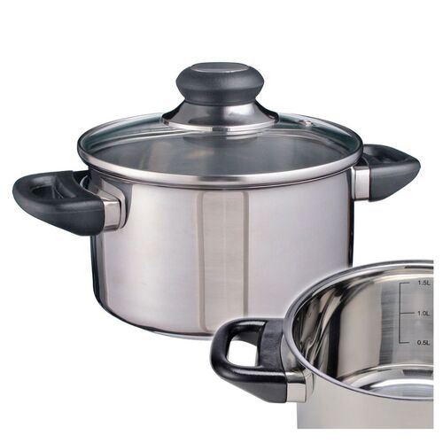 Universaltopf 16cm Kochtopf Sylt mit Glasdeckel aus Edelstahl Suppentopf 1,5L