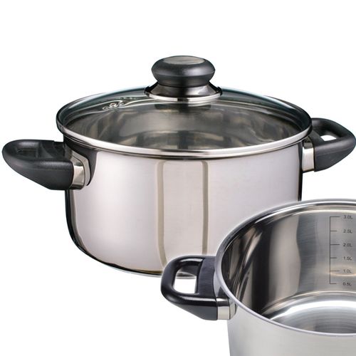 Kochtopf 20cm Universaltopf Sylt mit Glasdeckel aus Edelstahl Suppentopf 3L