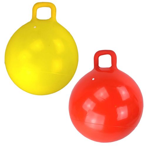 H�pfball 60cm mit Griff Sprungball gelb oder rot Springball Hopser Ball Kinder