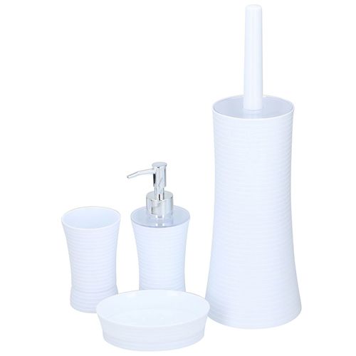 Badezimmer Set 4tlg. schwarz oder wei� Becher, Schale, Seifenspender WC-B�rste 