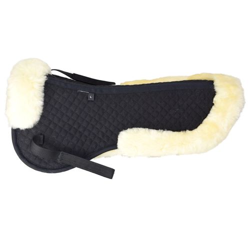 Lammfell Sattelkissen Sattelpad mit Fellrand hinten in beige, braun oder schwarz 